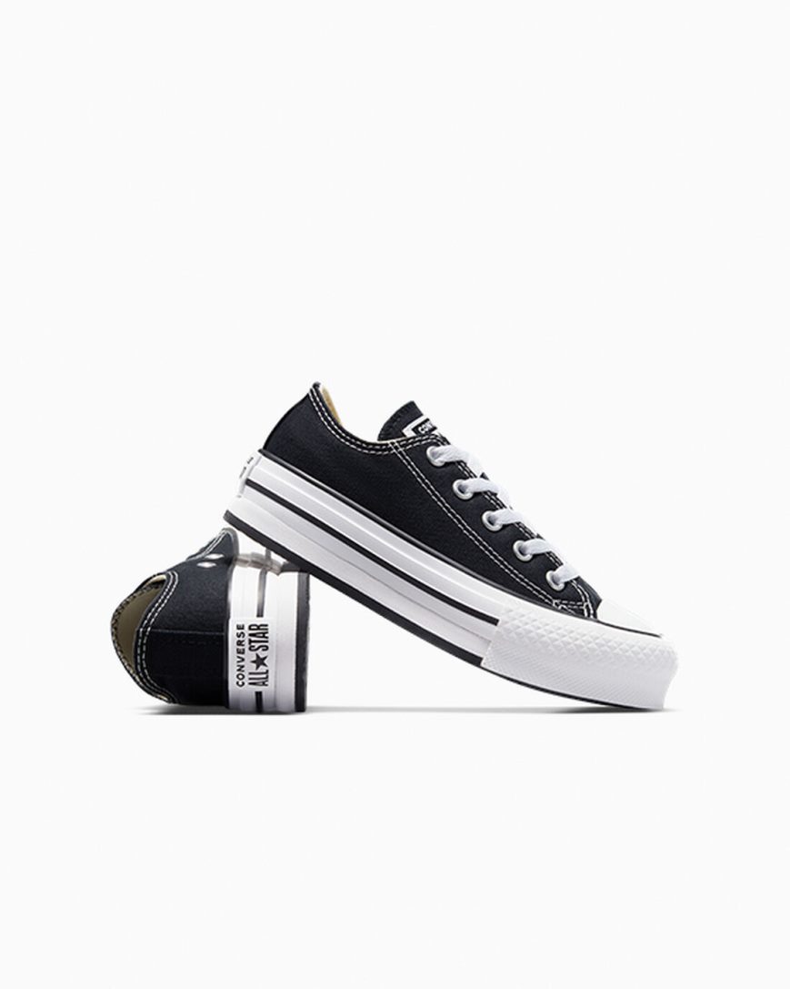 Dívčí Boty Na Platformy Converse Chuck Taylor All Star Lift Nízké Černé Bílé Černé | CZ DY31P83